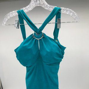 UNIQUE!  Super sexy Teal swimsuit with silver